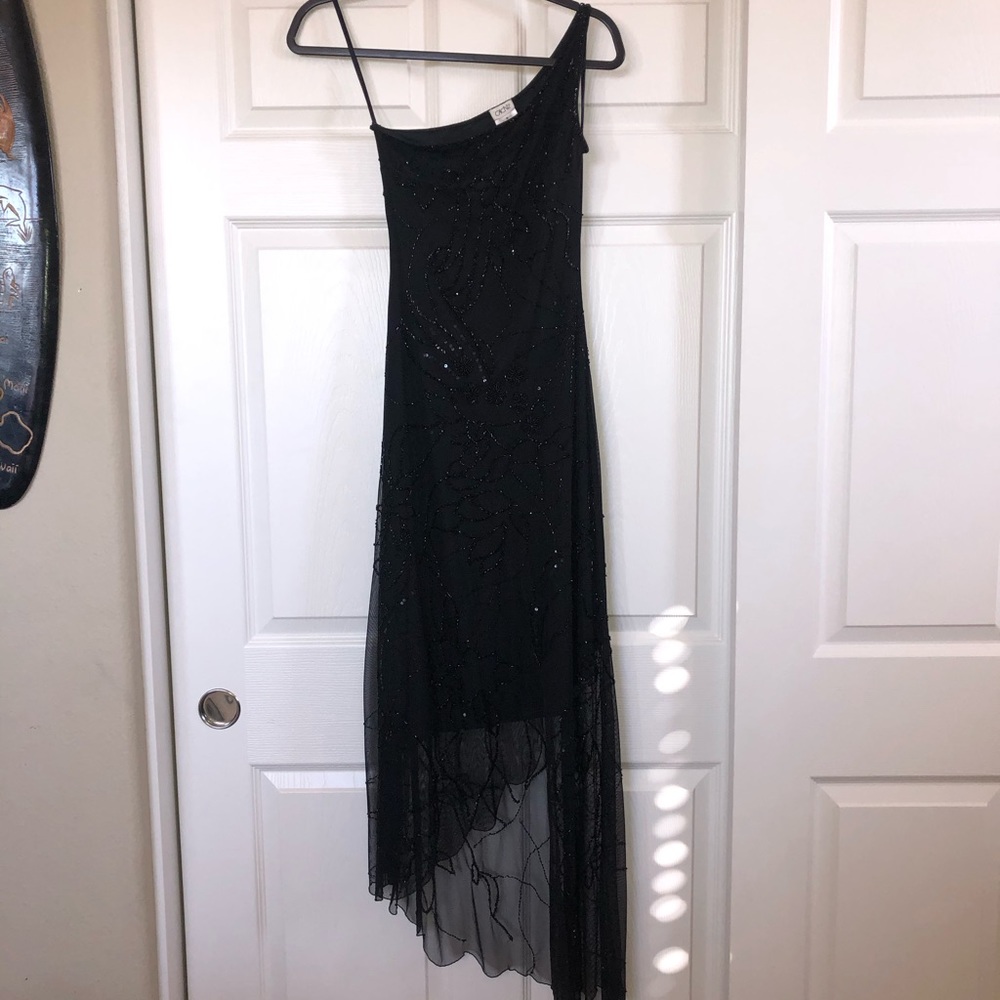 Classy Black One Shoulder Night Gown By Cache!